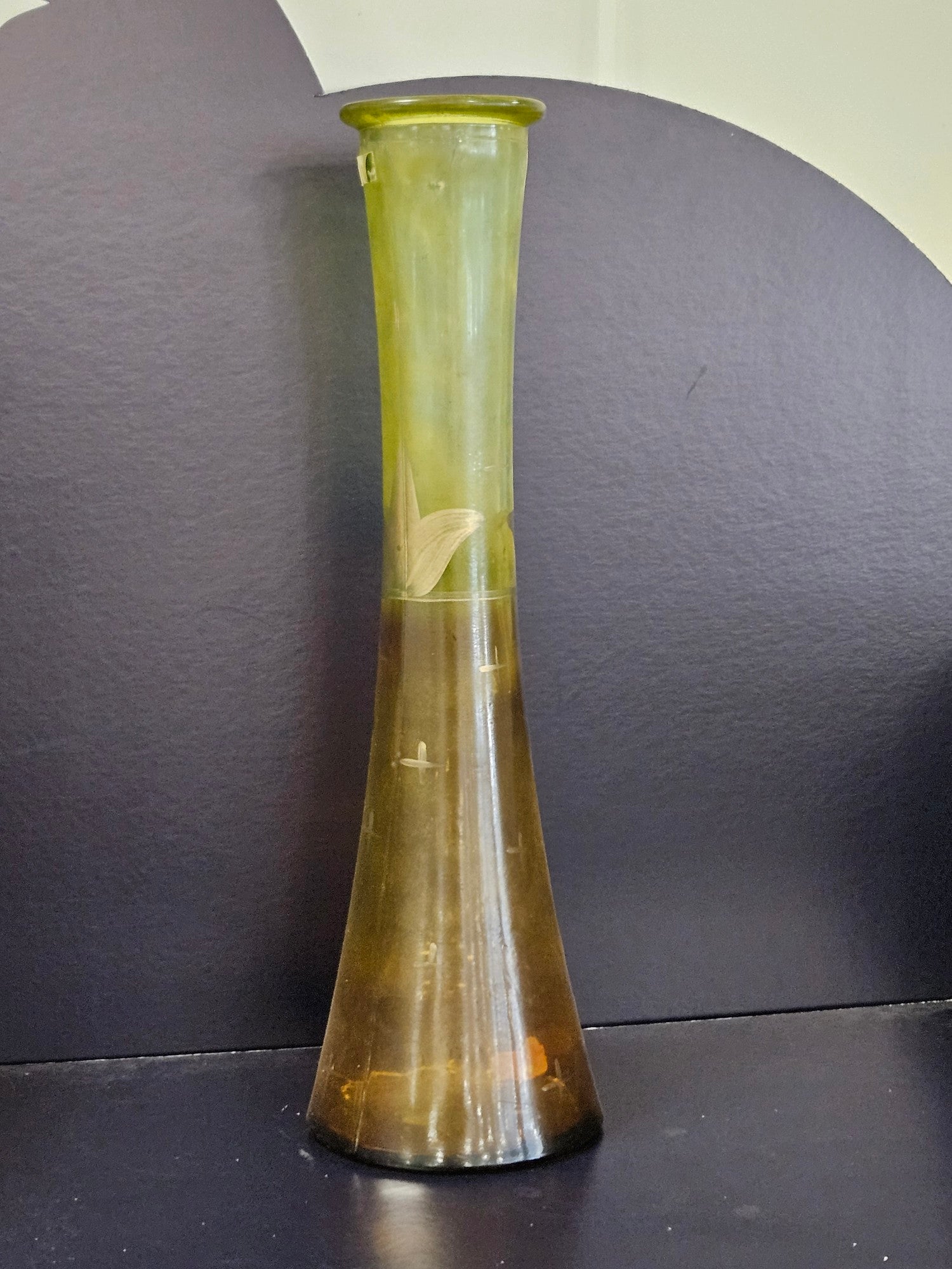 Spanish Glass Tall Bowed Vase
