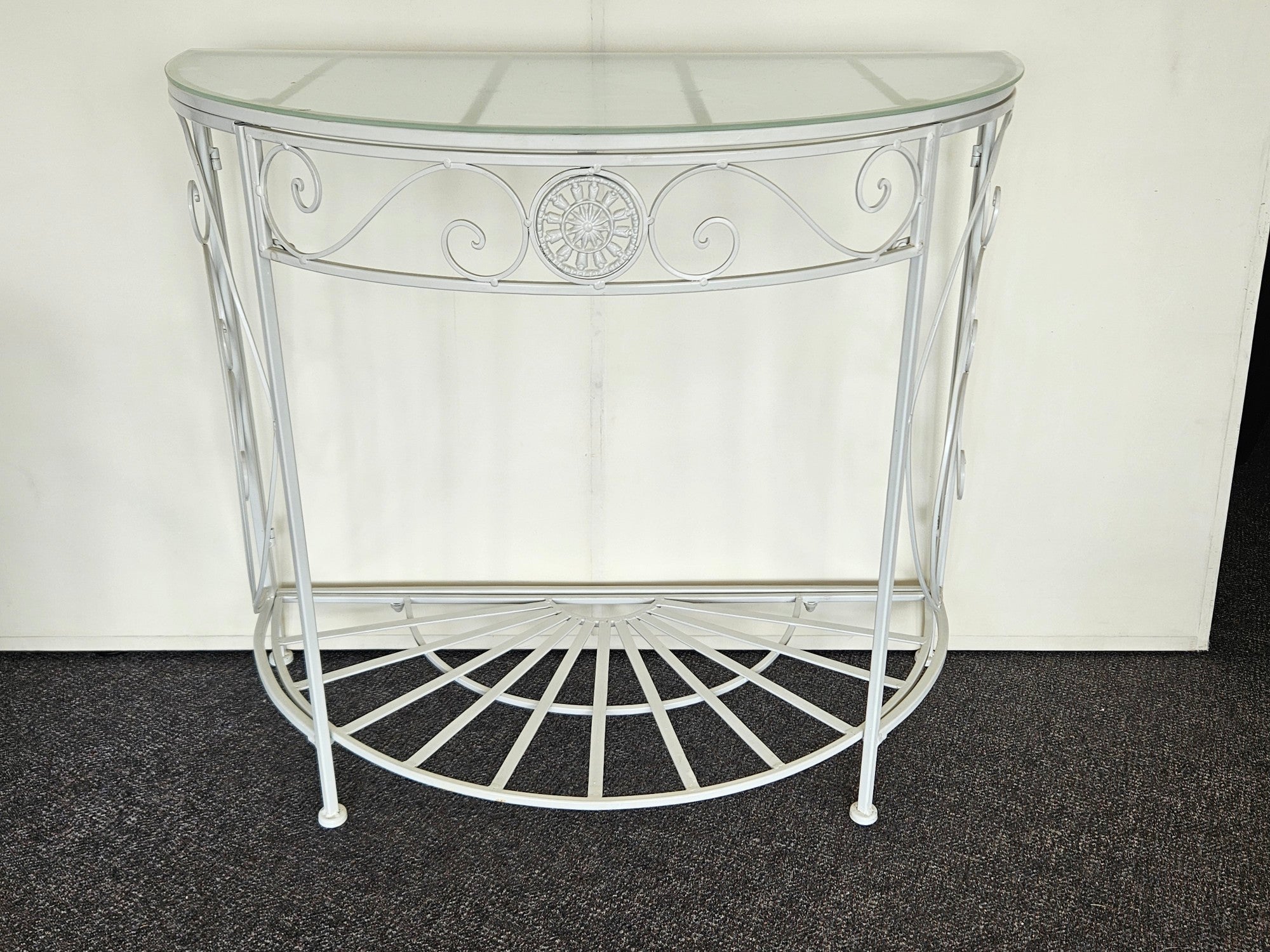 Metal Half Round Table - White