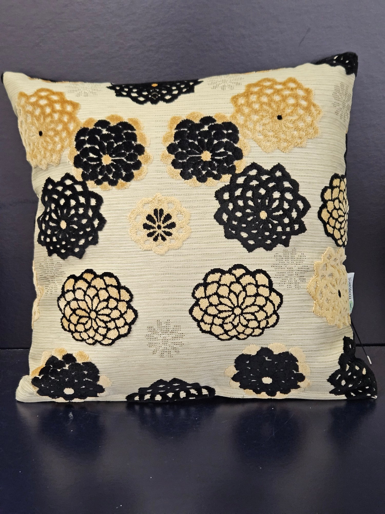 Crysanth Black/Gold Cushion