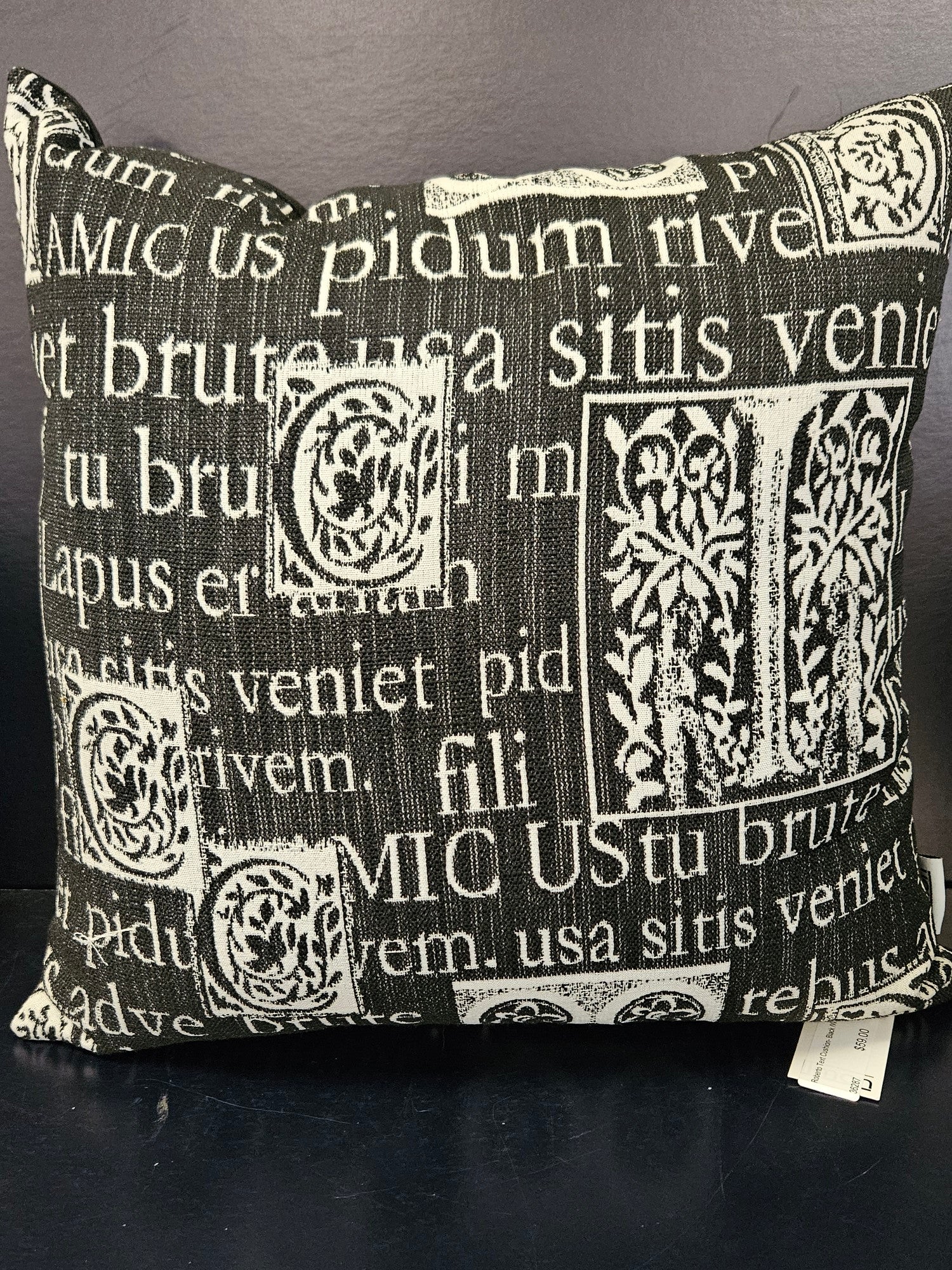 Roberto Text Cushion - Black/White