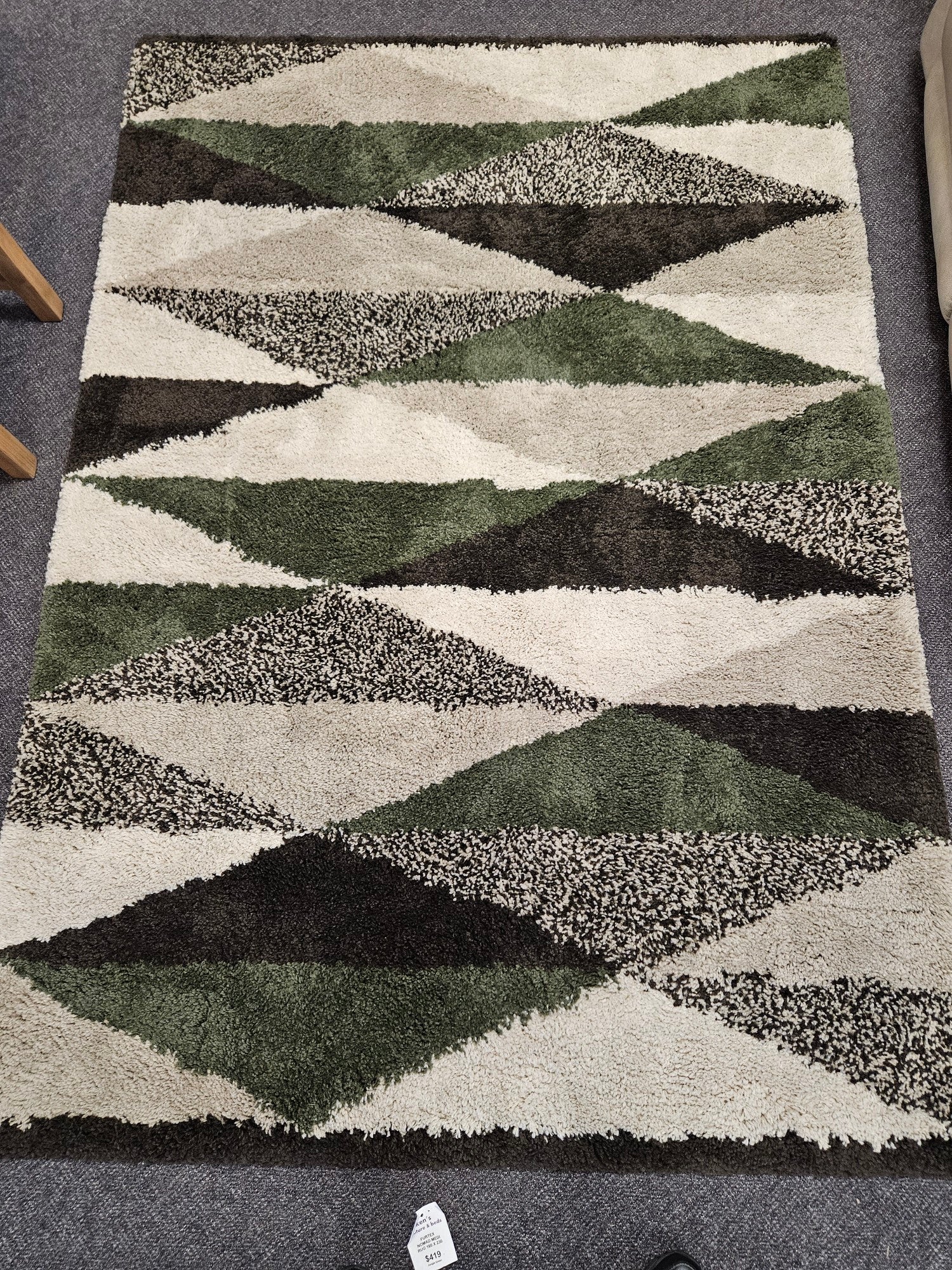 Mendi Pattern Rugs Nomad Mendi Rug -Nat/Jungle Green 160 x 230
