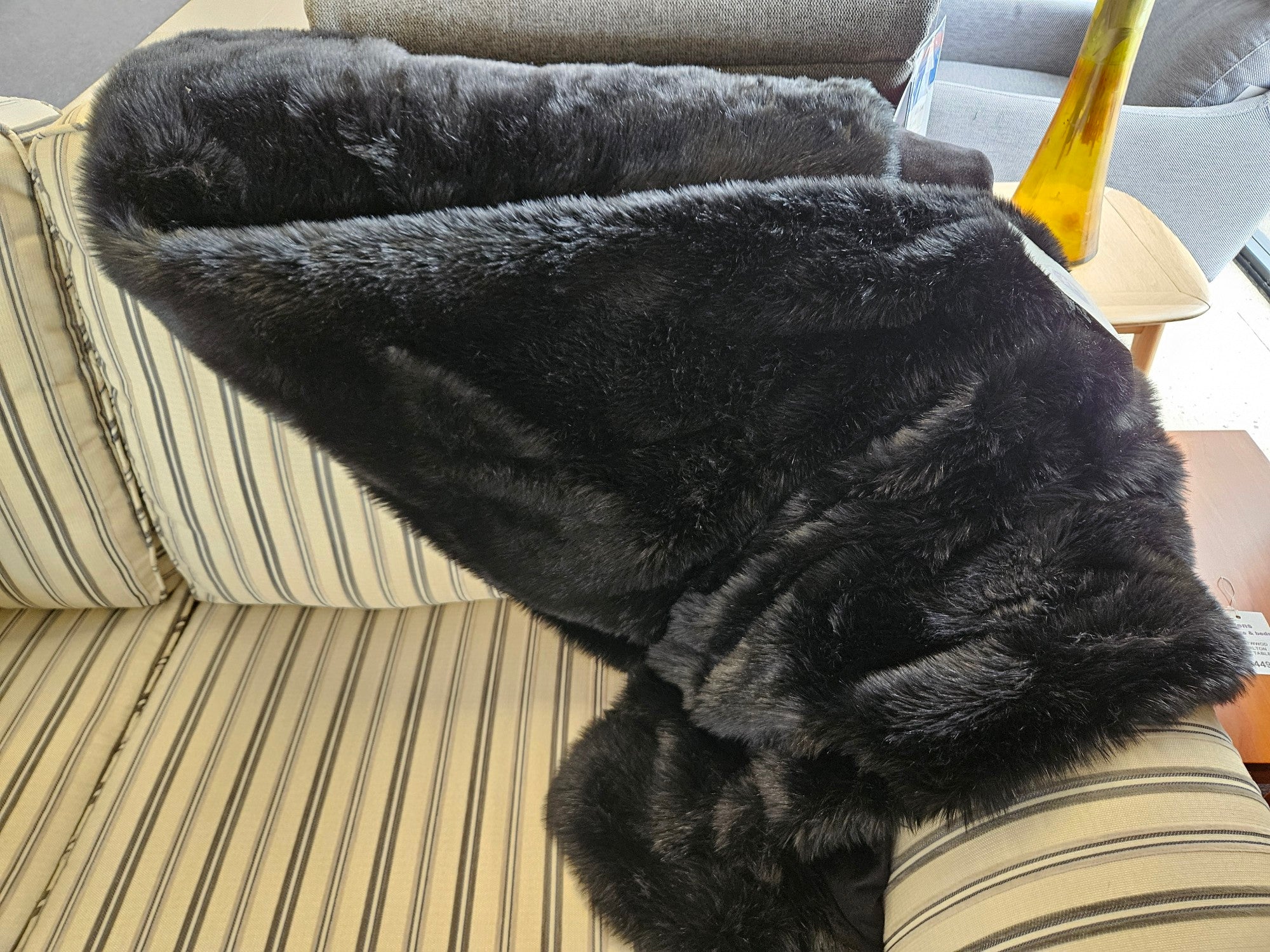 Heirloom Faux Black Rabbit Throw 150x180