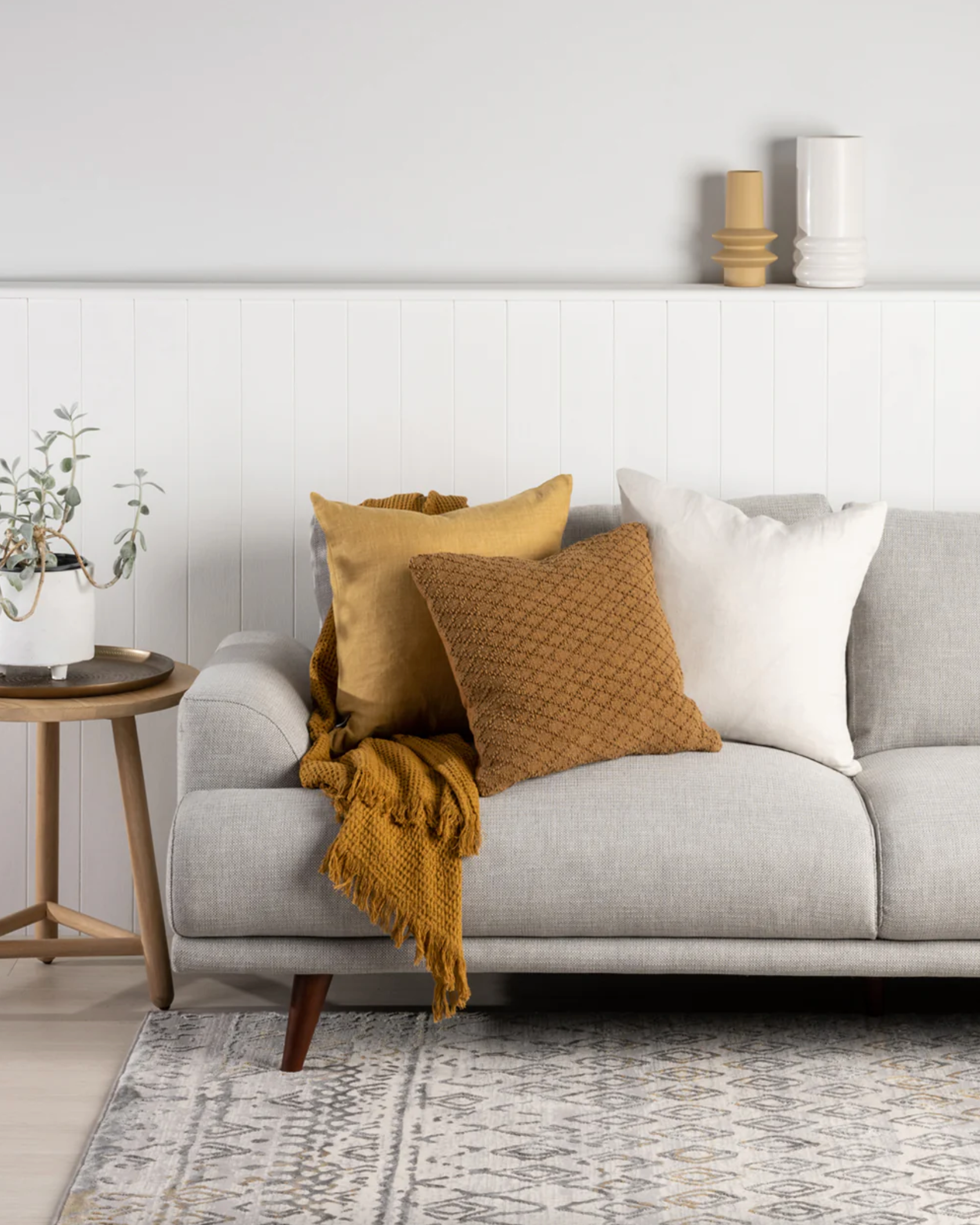 Nicholas Stonewash Waffle (Cotton) Throw - Ochre 125 x 150
